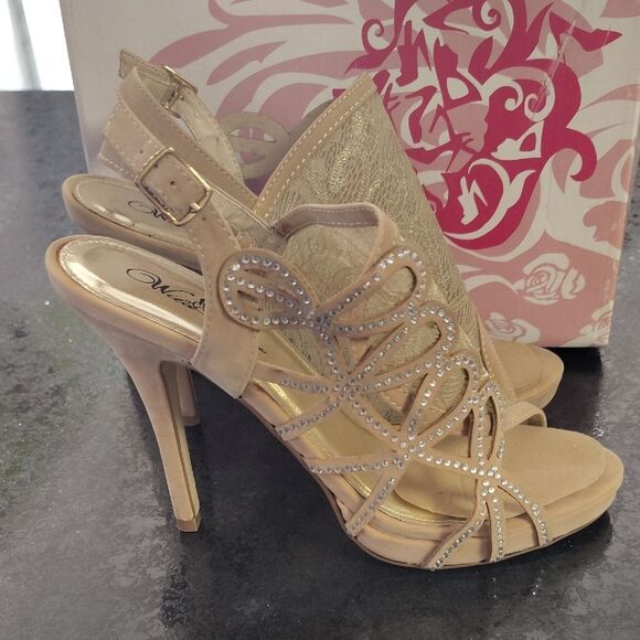Wild Rose Tan High Heeled Sandals - Picture 1 of 6